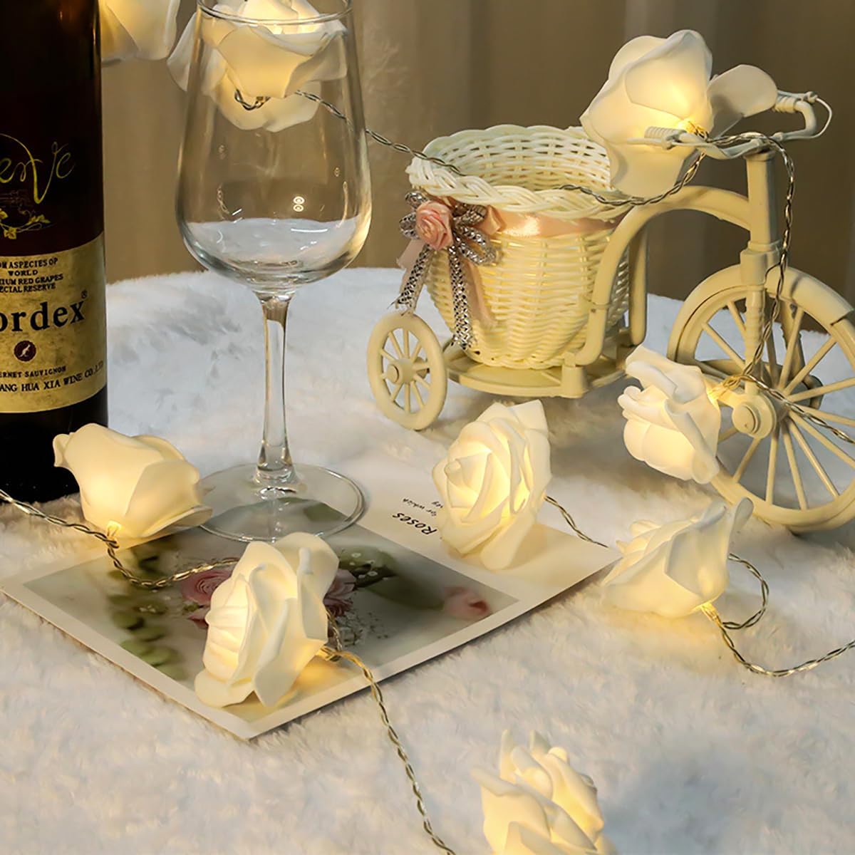 Rose Lights - Living Room Mood Lighting - LED Lights - Bedroom Decoration - Artificial Flowers - Wedding Decoration - Home Accessories - Light Chain - Room Decoration - Party Lighting - Warm White - 1 Piece - Image 6