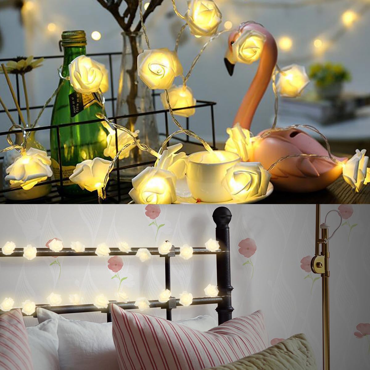 Rose Lights - Living Room Mood Lighting - LED Lights - Bedroom Decoration - Artificial Flowers - Wedding Decoration - Home Accessories - Light Chain - Room Decoration - Party Lighting - Warm White - 1 Piece - Image 7