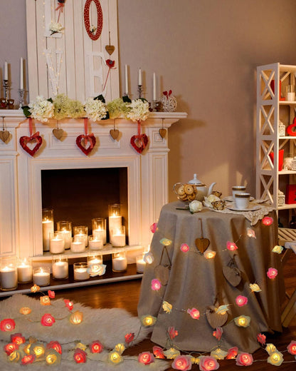 Rose Fairy Lights - Indoor Mood Lighting - Bedroom Decoration - LED Lights - Artificial Flowers - Wedding Decoration - Window Decoration - Valentine's Day Gift - Fairy Lights - Home Accessories - Party Lighting - Pink and White - 1 Piece - Image 6