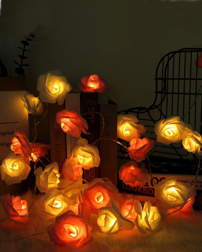 Rose Fairy Lights - Indoor Mood Lighting - Bedroom Decoration - LED Lights - Artificial Flowers - Wedding Decoration - Window Decoration - Valentine's Day Gift - Fairy Lights - Home Accessories - Party Lighting - Pink and White - 1 Piece - Image 7