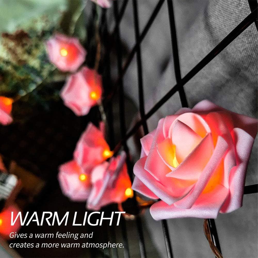Rose Fairy Lights - Indoor Mood Lighting - Bedroom Decoration - LED Lights - Artificial Flowers - Wedding Decoration - Window Decoration - Valentine's Day Gift - Fairy Lights - Home Accessories - Party Lighting - Pink - 1 Piece - Image 3