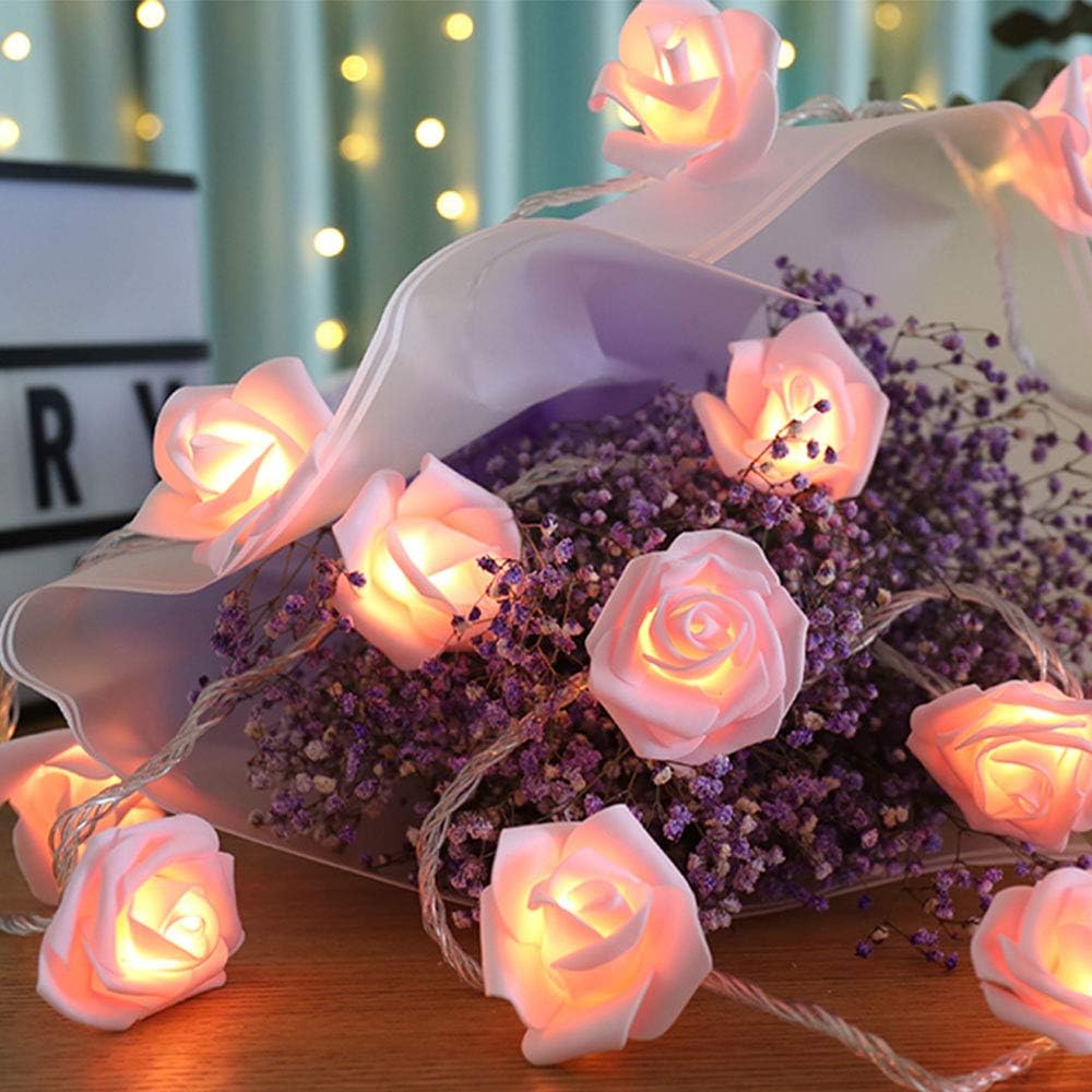 Rose Fairy Lights - Indoor Mood Lighting - Bedroom Decoration - LED Lights - Artificial Flowers - Wedding Decoration - Window Decoration - Valentine's Day Gift - Fairy Lights - Home Accessories - Party Lighting - Pink - 1 Piece - Image 5