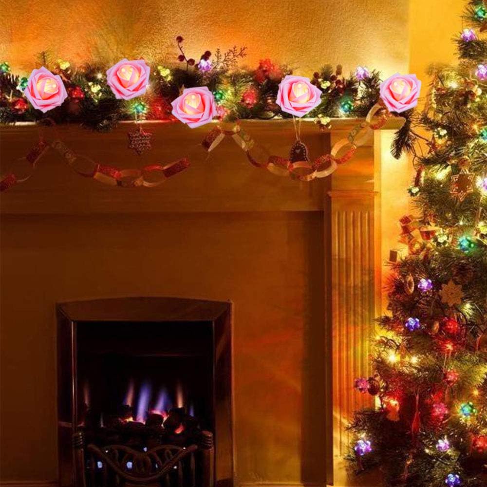 Rose Fairy Lights - Indoor Mood Lighting - Bedroom Decoration - LED Lights - Artificial Flowers - Wedding Decoration - Window Decoration - Valentine's Day Gift - Fairy Lights - Home Accessories - Party Lighting - Pink - 1 Piece - Image 6