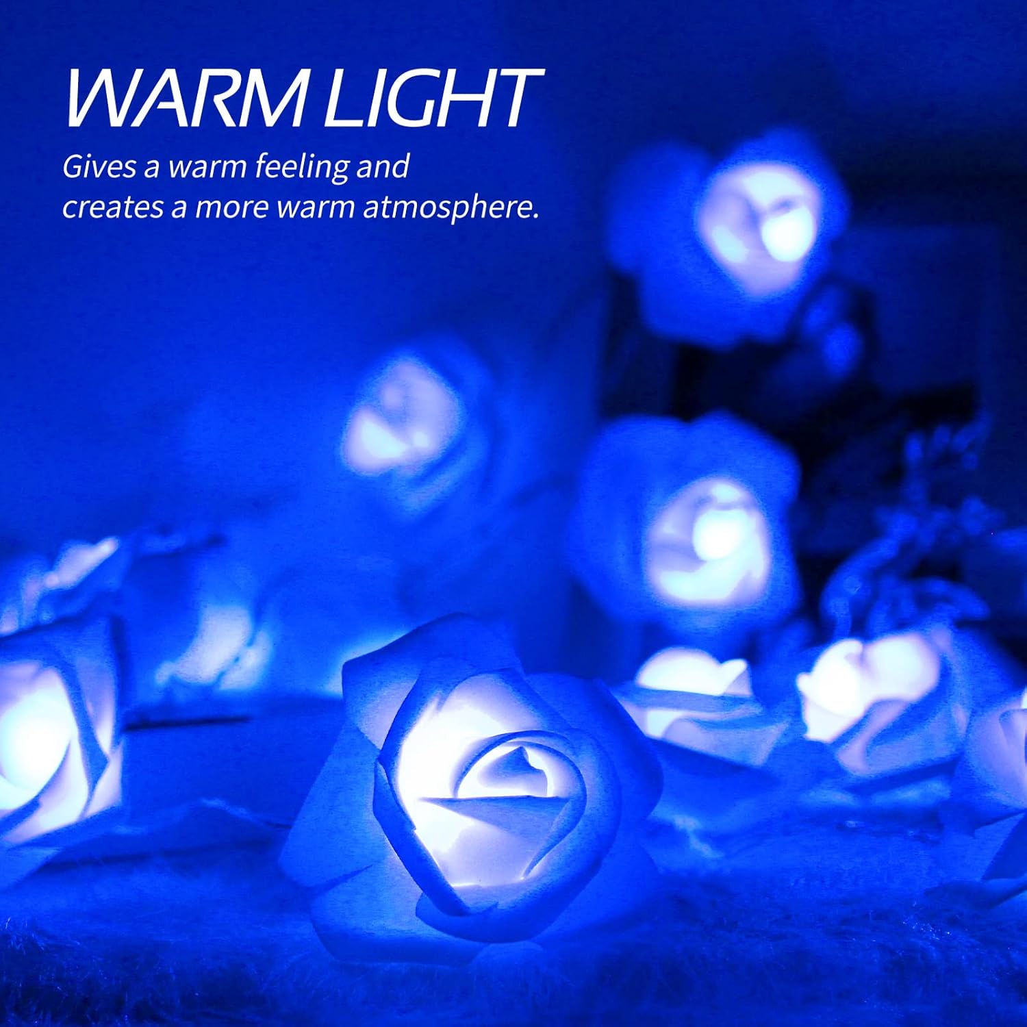 Rose Fairy Lights - Indoor Mood Lighting - Bedroom Decoration - LED Lights - Artificial Flowers - Wedding Decoration - Window Decoration - Valentine's Day Gift - Fairy Lights - Home Accessories - Party Lighting - Blue - 1 Piece - Image 5