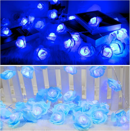 Rose Fairy Lights - Indoor Mood Lighting - Bedroom Decoration - LED Lights - Artificial Flowers - Wedding Decoration - Window Decoration - Valentine's Day Gift - Fairy Lights - Home Accessories - Party Lighting - Blue - 1 Piece - Image 6