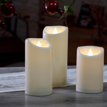 LED Candles - Pillar Candles - Indoor Mood Lighting - Flameless Candles - Electric Candles - Home Accessories - Table Decoration - Candle Set - Christmas Lights - LED Lights - Living Room Decoration - White - 3 Pieces - Image 3