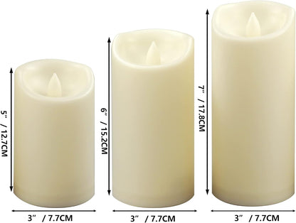 LED Candles - Pillar Candles - Indoor Mood Lighting - Flameless Candles - Electric Candles - Home Accessories - Table Decoration - Candle Set - Christmas Lights - LED Lights - Living Room Decoration - White - 3 Pieces - Image 4