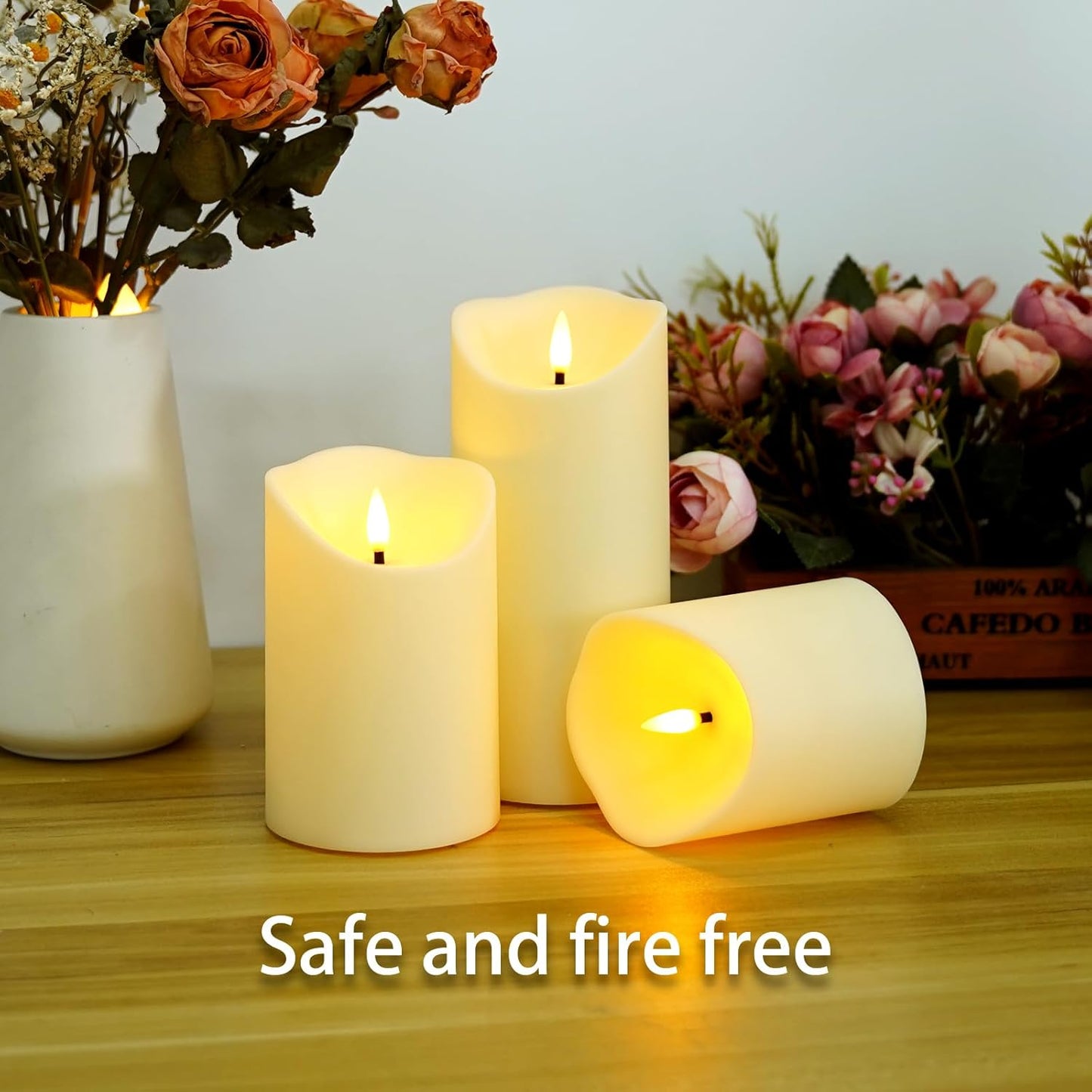 LED Candles - Pillar Candles - Indoor Mood Lighting - Flameless Candles - Candle Set - Electric Candles - Home Accessories - Table Decoration - Christmas Lights - LED Lights - Living Room Decoration - White - 5 Pieces - Image 4