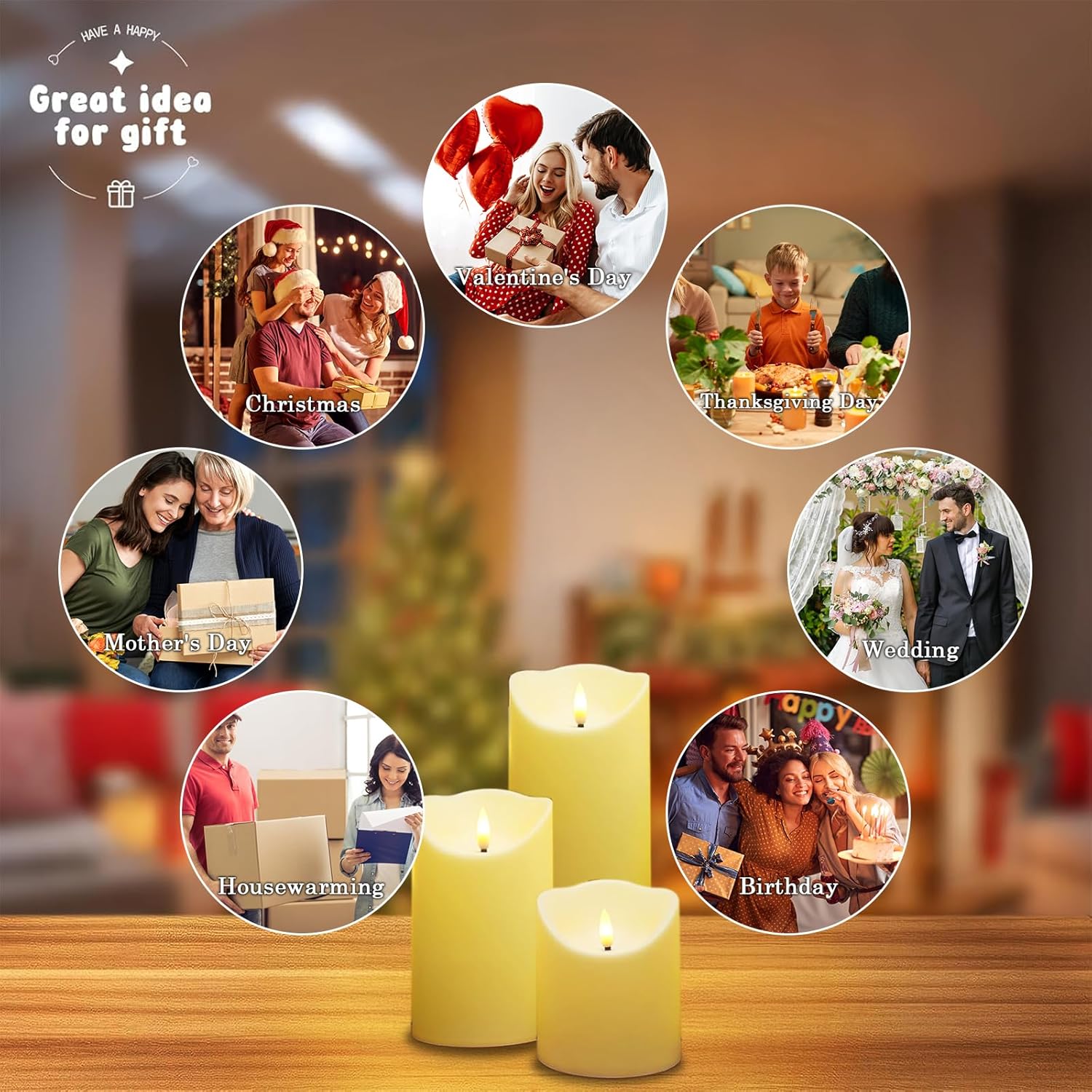 LED Candles - Pillar Candles - Indoor Mood Lighting - Flameless Candles - Candle Set - Electric Candles - Home Accessories - Table Decoration - Christmas Lights - LED Lights - Living Room Decoration - White - 5 Pieces - Image 7