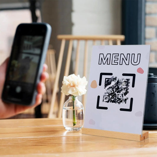 Menu Card Holder A4 - Photo Frame with Wooden Base - Table Stand - Brochure Holder - Acrylic Stand - Hospitality - Office - Wedding Decoration - Information Holder - Double Slot - Straight and Angled - Transparent and Wood - 3 Pieces - Image 6