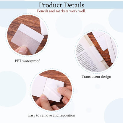 Sticky notes - Page markers - Index tabs - Sticky notes - Bookmarks - Transparent - Tabs - Office supplies - School supplies - Study - Writable - Notebooks - Agenda refill - White - 12 pieces - Image 3