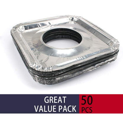 Gas stove protectors - Gas burner protectors - Aluminum foil gas stove - Gas stove foil - Kitchen accessories - Protective film - Extra thick - Universal - Cut to size - Square - Silver - 50 pieces - Image 3