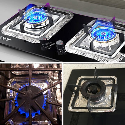 Gas stove protectors - Gas burner protectors - Aluminum foil gas stove - Gas stove foil - Kitchen accessories - Protective film - Extra thick - Universal - Cut to size - Square - Silver - 50 pieces - Image 5