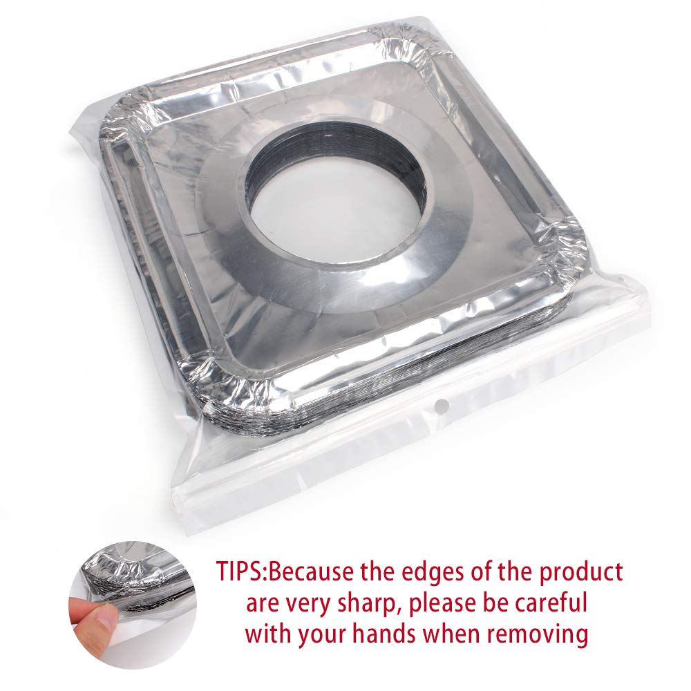 Gas stove protectors - Gas burner protectors - Aluminum foil gas stove - Gas stove foil - Kitchen accessories - Protective film - Extra thick - Universal - Cut to size - Square - Silver - 50 pieces - Image 6