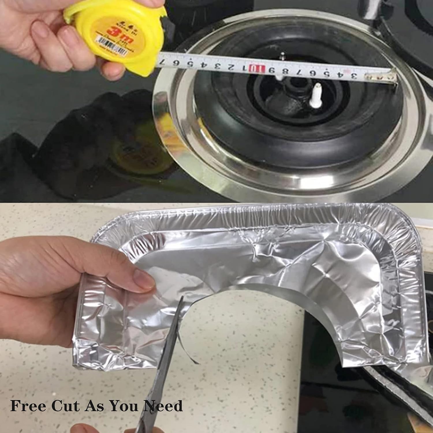 Gas stove protectors - Gas burner protectors - Aluminum foil gas stove - Gas stove foil - Kitchen accessories - Protective film - Extra thick - Universal - Cut to size - Hob protector - Round - Silver - 50 pieces - Image 4