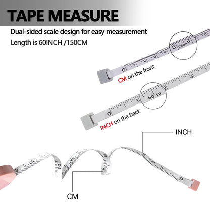 Measuring Tape - Tailor's Tape - Tape Measure - Centimeter - Body Measurement - Sewing Accessories - Roll-up - Sewing Kits - Waist Measurement - Flexible - Centimeter Tape - Sewing Supplies - 150 cm - Hobby - Multicolor - Pack of 4 - Image 2
