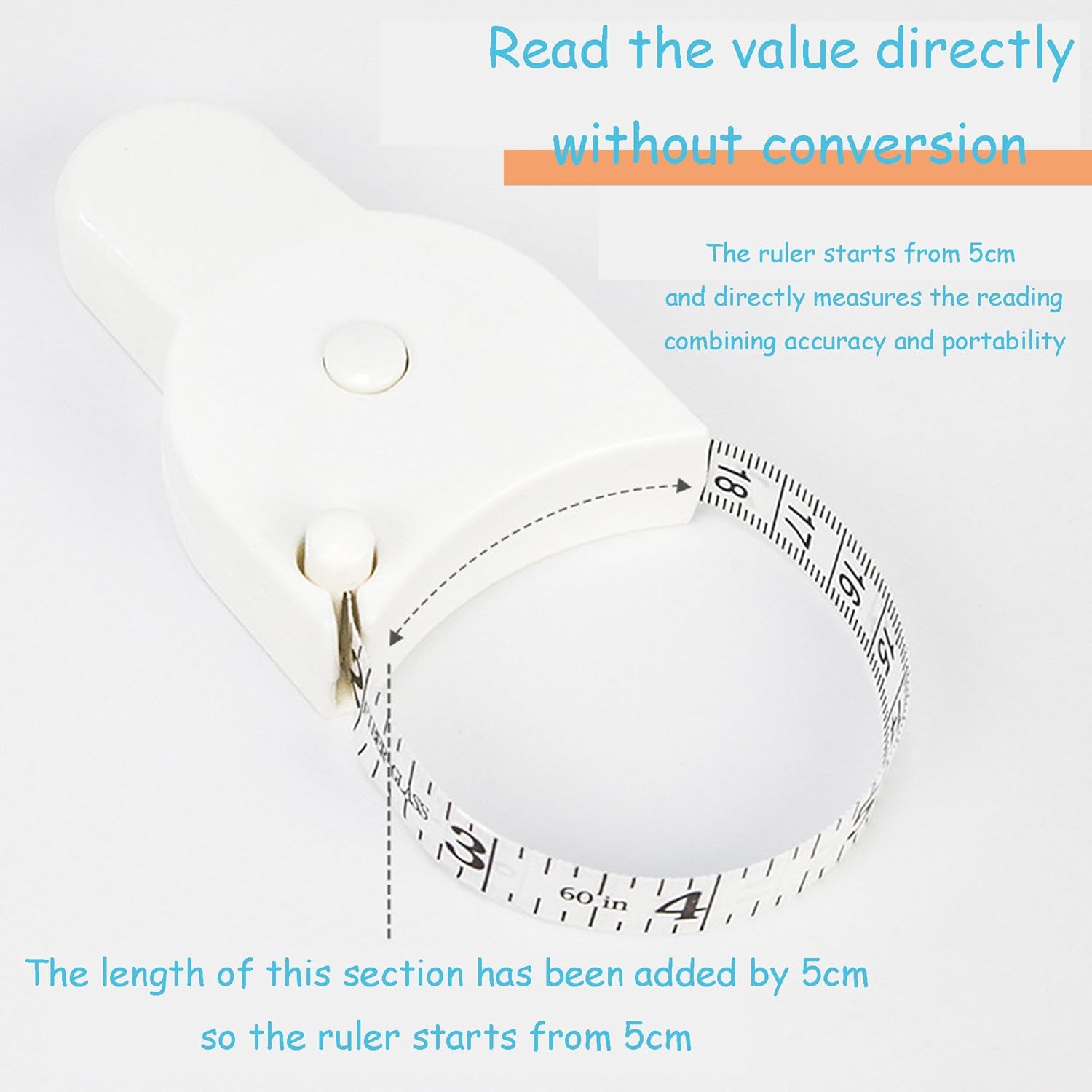 Measuring Tape - Body Measuring Tape - Circumference Measurement - Losing Weight - Waist Measurement - Fitness Accessories - Centimeter - Tailor's Tape - Roll-up - Body Measurement - Muscle Mass - Waist Circumference - Measuring Tape - White - 1 Piece - Image 5