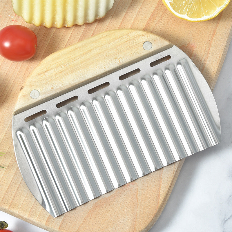Dough Scraper - Dough Cutter - Ribbed Knife - Dough Cutter - Baking Utensils - Potato Cutter - Golf Knife - Baker's Knife - Pizza Cutter - Dough Knife - Kitchen Aid - Baking Utensils - Vegetable Cutter - Pizza Knife - Silver and Wood - 3 Pieces - Image 3
