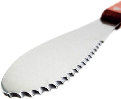 Spreading Knife - Butter Knife - Breakfast Knife - Serrated Knife - Cutlery - Cheese Knife - Snack Board - Sandwich Knife - Spatula - Stainless Steel - Wooden Handle - Kitchen Utensils - Tapas - Lunch - Sandwich Knife - Silver and Brown - Set of 4 - Image 3
