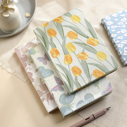 A5 Notebook - Diary - Bullet Journal - Writing Book - Notebook - Tulips - Sketchbook - Notepad - Travel Diary - Office Supplies - School Supplies - Gift for Her - Journal - Hardcover - Yellow and Green - 1 Piece - Image 4