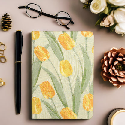 A5 Notebook - Diary - Bullet Journal - Writing Book - Notebook - Tulips - Sketchbook - Notepad - Travel Diary - Office Supplies - School Supplies - Gift for Her - Journal - Hardcover - Yellow and Green - 1 Piece - Image 5