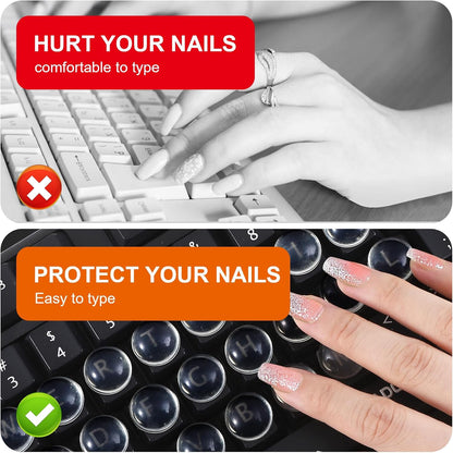 Keyboard Stickers - Typing with Long Nails - 3D Silicone Keycaps - Laptop Accessories - Nail Protectors - Tactile Marking - Keyboard Protection - Anti-Slip Keys - Typewriter Effect - Universal Round Buttons - High Transparency - 72 Pieces - Image 4