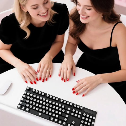 Keyboard Stickers - Large Letter Keyboard - QWERTY Layout - Low Vision Aids - Typing with Long Nails - 3D Silicone Keycaps - Laptop Accessories - Universal Round Keys - Wear-Resistant Replacement Letters - White - 64 Pieces - Image 3