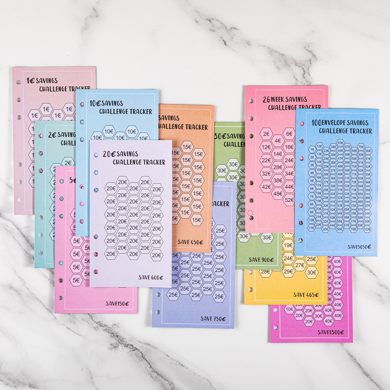 Savings Challenge - Budget Binder Refill A6 - Savings Challenge Tracker - Cash Stuffing Envelopes - Save Money - Financial Planner - Cash Book - Budget Planner - Euro Currency - Money Organizer - Goal Savings - Mix Colors - 48 Pieces - Image 2
