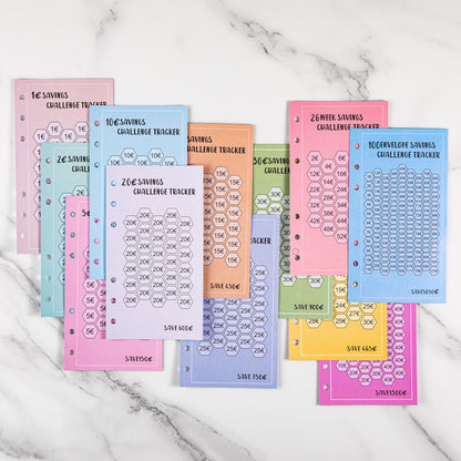 Savings Challenge - Budget Binder Refill A6 - Savings Challenge Tracker - Cash Stuffing Envelopes - Save Money - Financial Planner - Cash Book - Budget Planner - Euro Currency - Money Organizer - Goal Savings - Mix Colors - 48 Pieces - Image 2
