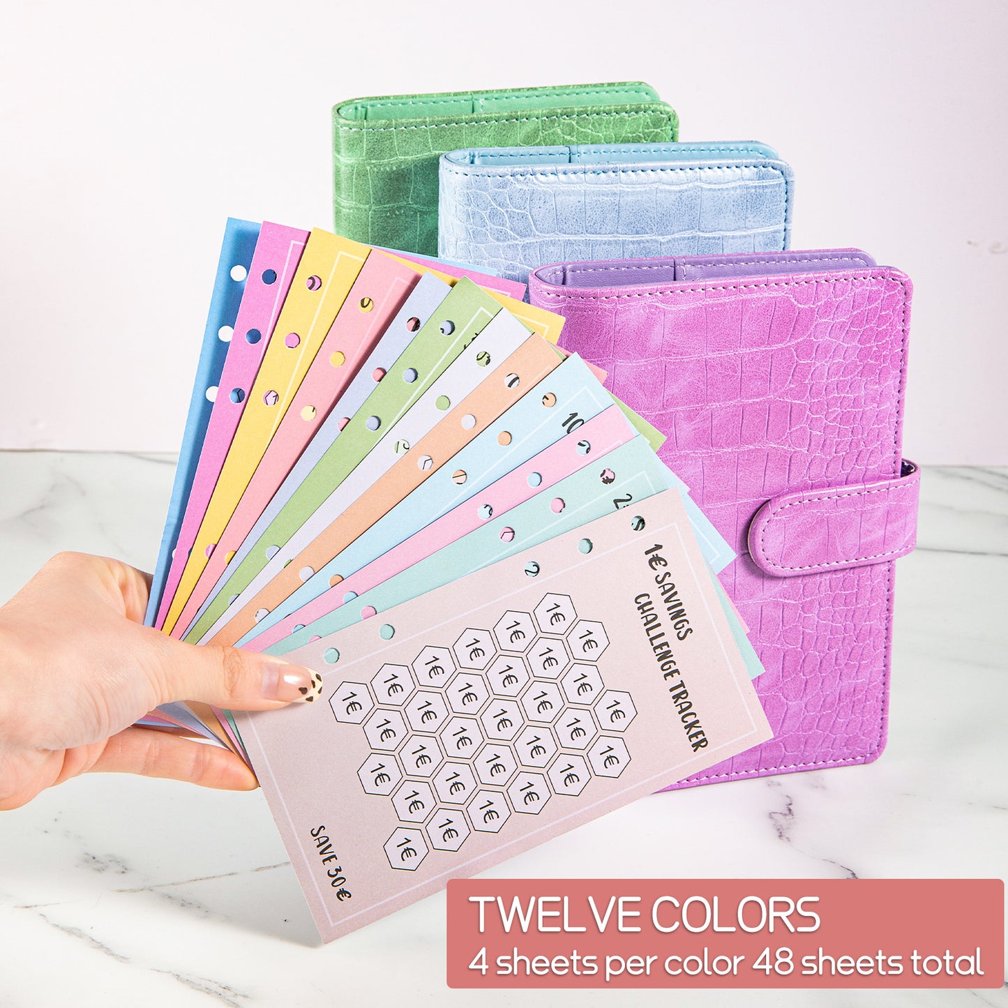 Savings Challenge - Budget Binder Refill A6 - Savings Challenge Tracker - Cash Stuffing Envelopes - Save Money - Financial Planner - Cash Book - Budget Planner - Euro Currency - Money Organizer - Goal Savings - Mix Colors - 48 Pieces - Image 3