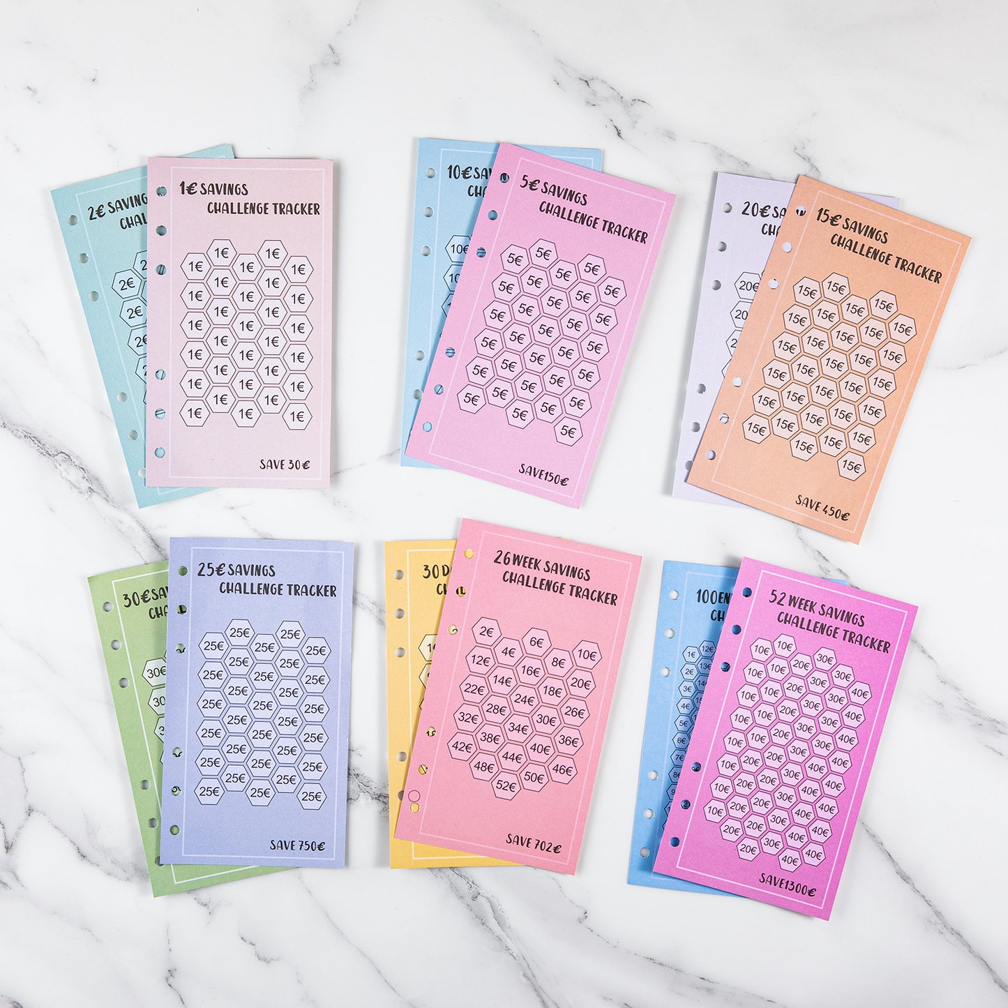 Savings Challenge - Budget Binder Refill A6 - Savings Challenge Tracker - Cash Stuffing Envelopes - Save Money - Financial Planner - Cash Book - Budget Planner - Euro Currency - Money Organizer - Goal Savings - Mix Colors - 48 Pieces - Image 5