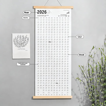 Calendar 2026 - Yearly Calendar - Wall Calendar - Family Planner - Yearly Planner - Wall Decoration - Planner - Organizer - Canvas Poster - School Calendar - Birthday Calendar - Home Accessories - Office - Interior - White - 1 Piece - Image 2