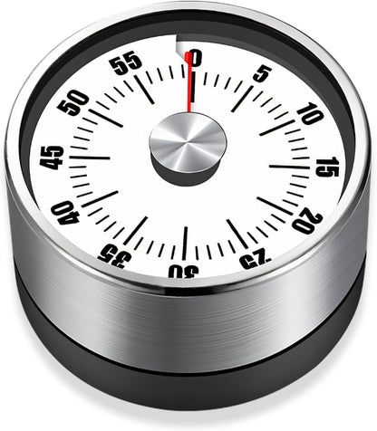 Kitchen Timer - Timer - Kitchen Timer - Egg Timer - Stopwatch - Mechanical Timer - Time Clock - Pomodoro - Kitchen Utensils - Cooking Utensils - Baking Utensils - Gadgets - Alarm Clock - Clock - Stainless Steel - Magnet - Cooking - White - 1 Piece
