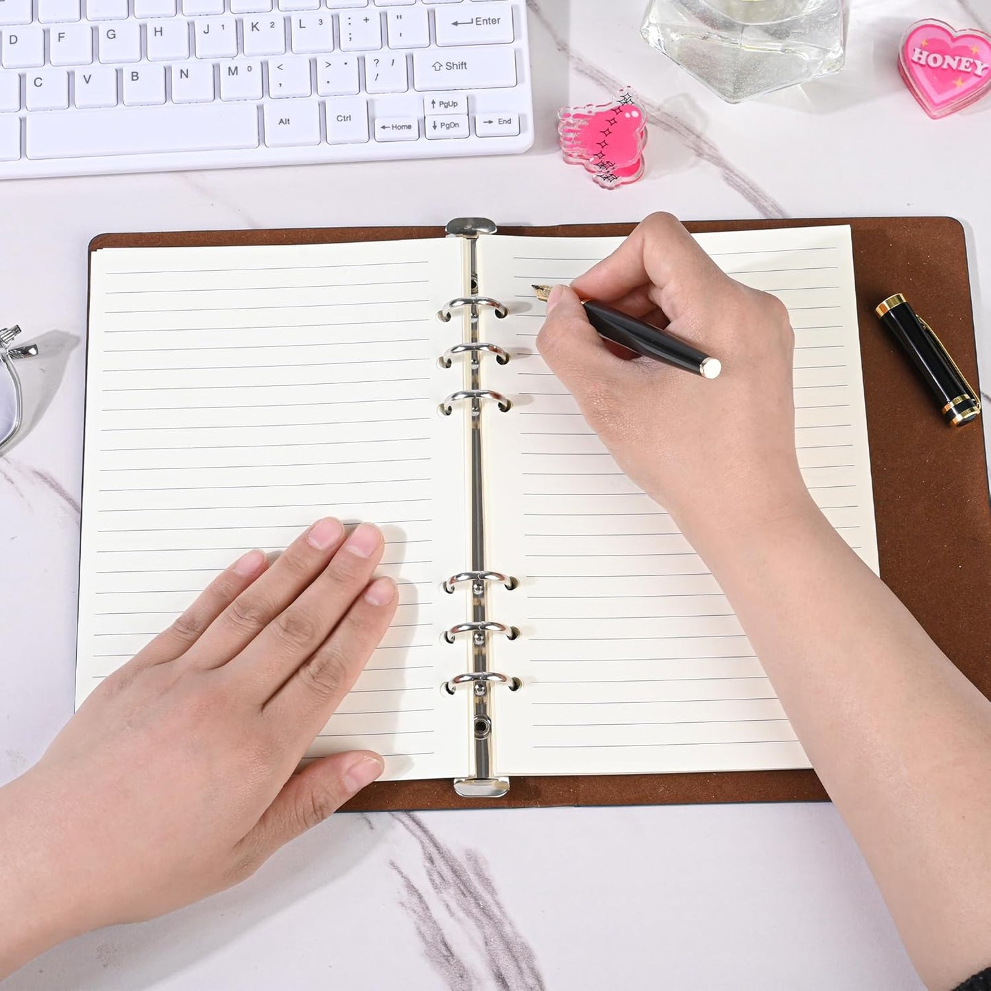 Notebook Refill A5 - Ring Binder Paper 6 Holes - Agenda Refill - Bullet Journal Paper - Refillable Notepad - Writing Paper - Planner Inserts - Office Supplies - School Supplies - Study Notes -Lined Paper - White - [数量] Pieces - Image 5
