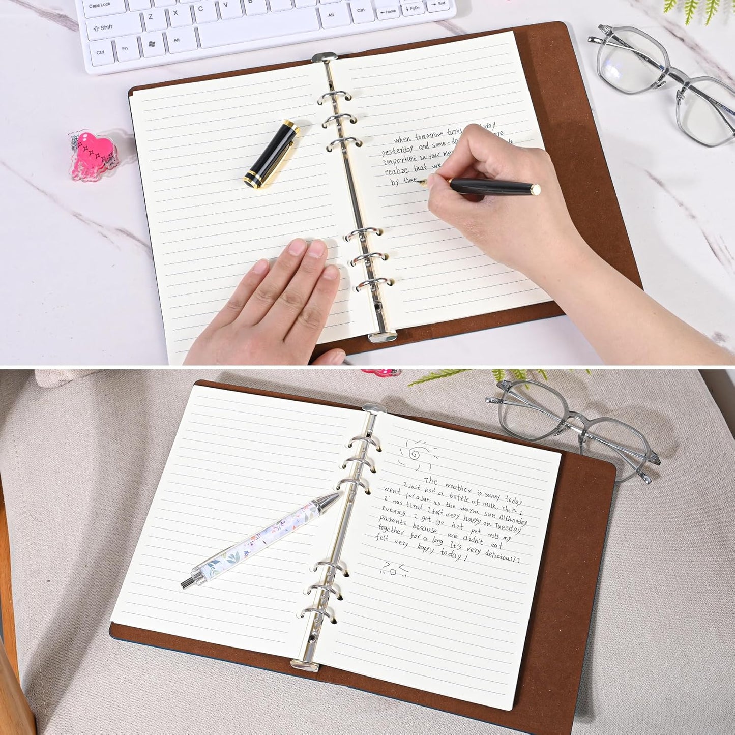 Notebook Refill A5 - Ring Binder Paper 6 Holes - Agenda Refill - Bullet Journal Paper - Refillable Notepad - Writing Paper - Planner Inserts - Office Supplies - School Supplies - Study Notes -Lined Paper - White - [数量] Pieces - Image 6