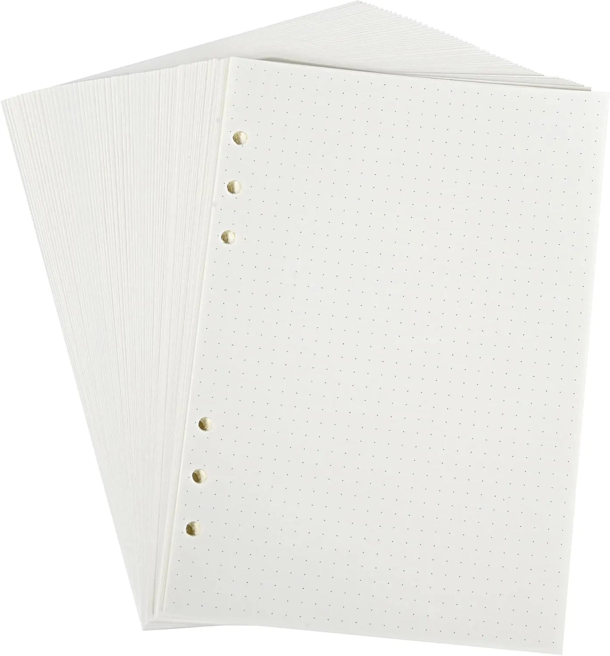Notebook Refill A5 - Ring Binder Paper 6 Holes - Agenda Refill - Bullet Journal Paper - Refillable Notepad - Writing Paper - Planner Inserts - Office Supplies - School Supplies - Drawing and Sketching -Dotted Dots - White - 5 Pieces