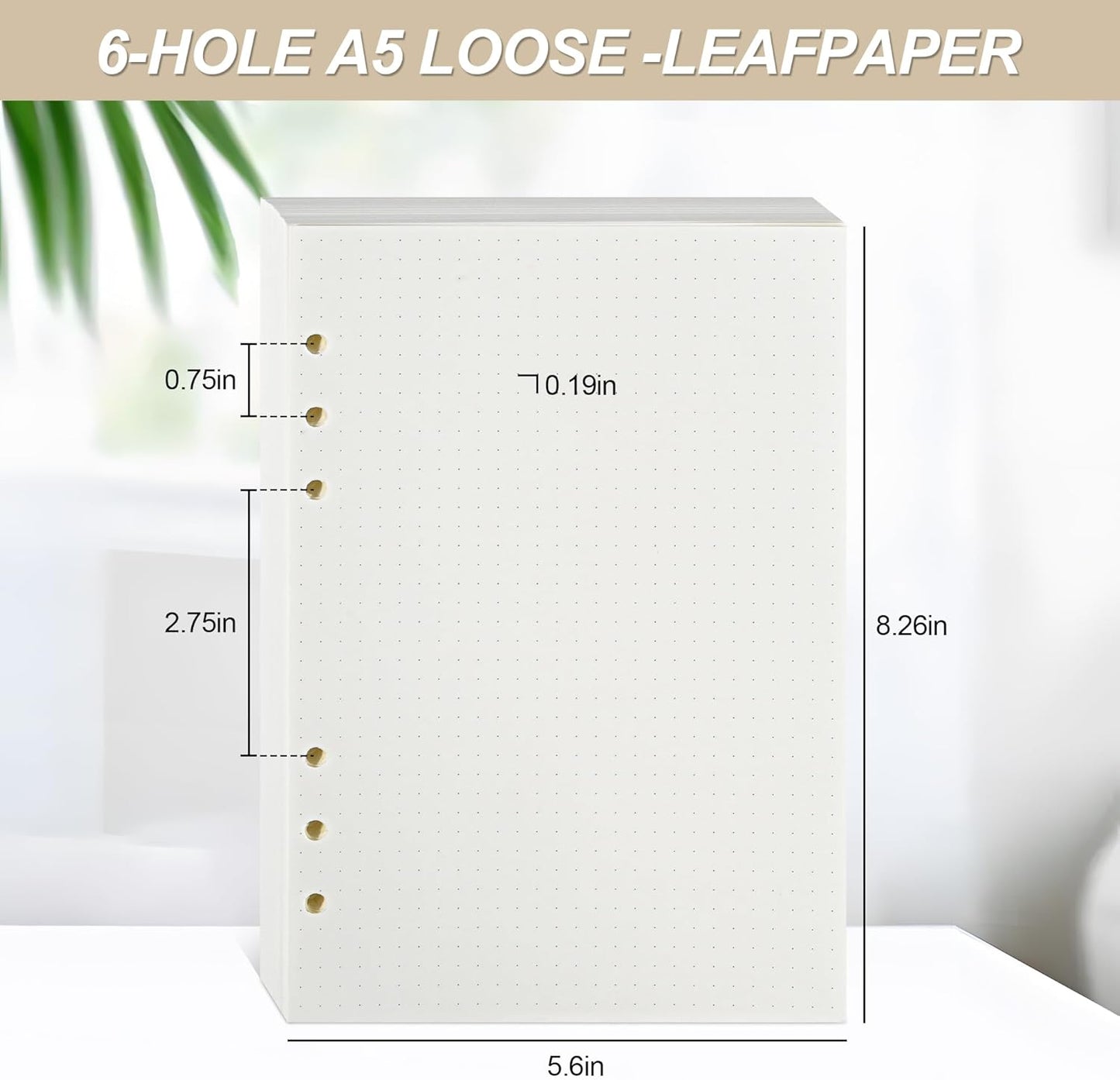 Notebook Refill A5 - Ring Binder Paper 6 Holes - Agenda Refill - Bullet Journal Paper - Refillable Notepad - Writing Paper - Planner Inserts - Office Supplies - School Supplies - Drawing and Sketching -Dotted Dots - White - 5 Pieces - Image 7
