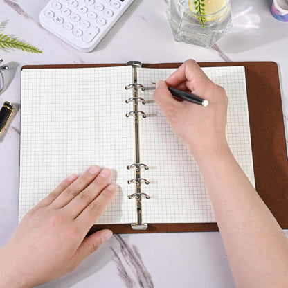 Notebook Refill A5 - Ring Binder Paper 6 Holes - Agenda Refill - Bullet Journal Paper - Refillable Notepad - Writing Paper - Planner Inserts - Office Supplies - School Supplies - Math Notebook -Checked White Graph Paper - 5 Pieces - Image 5