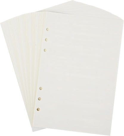 Notebook Refill A5 - Ring Binder Paper 6 Holes - Agenda Refill - Bullet Journal Paper - Refillable Notepad - Writing Paper - Planner Inserts - Office Supplies - School Supplies - Blank Sketch Paper -No Lines - White - 5 Pieces