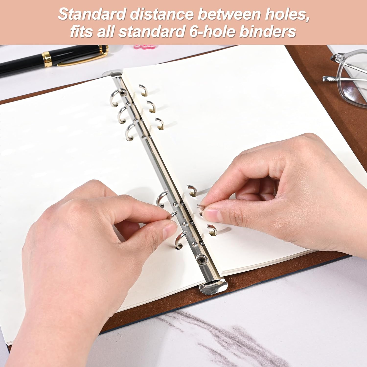Notebook Refill A5 - Ring Binder Paper 6 Holes - Agenda Refill - Bullet Journal Paper - Refillable Notepad - Writing Paper - Planner Inserts - Office Supplies - School Supplies - Blank Sketch Paper -No Lines - White - 5 Pieces - Image 3