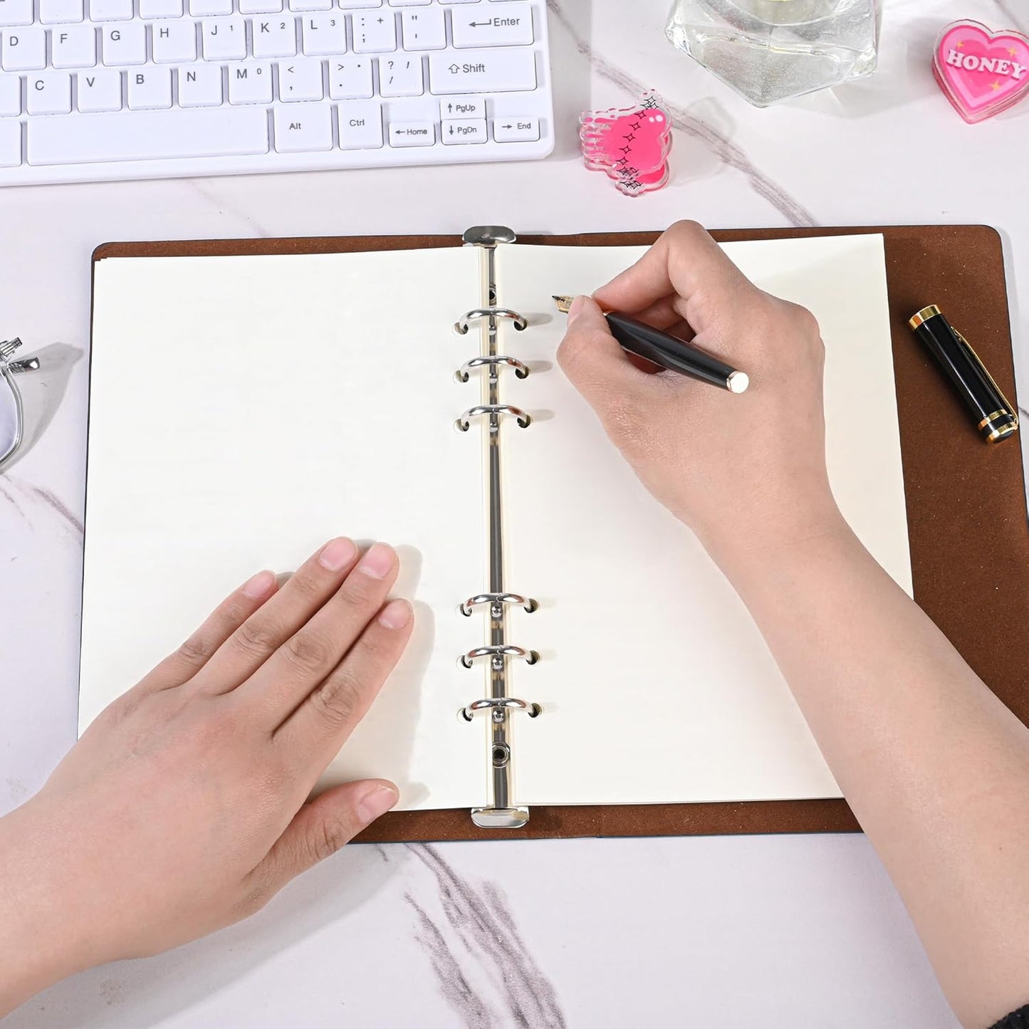 Notebook Refill A5 - Ring Binder Paper 6 Holes - Agenda Refill - Bullet Journal Paper - Refillable Notepad - Writing Paper - Planner Inserts - Office Supplies - School Supplies - Blank Sketch Paper -No Lines - White - 5 Pieces - Image 5