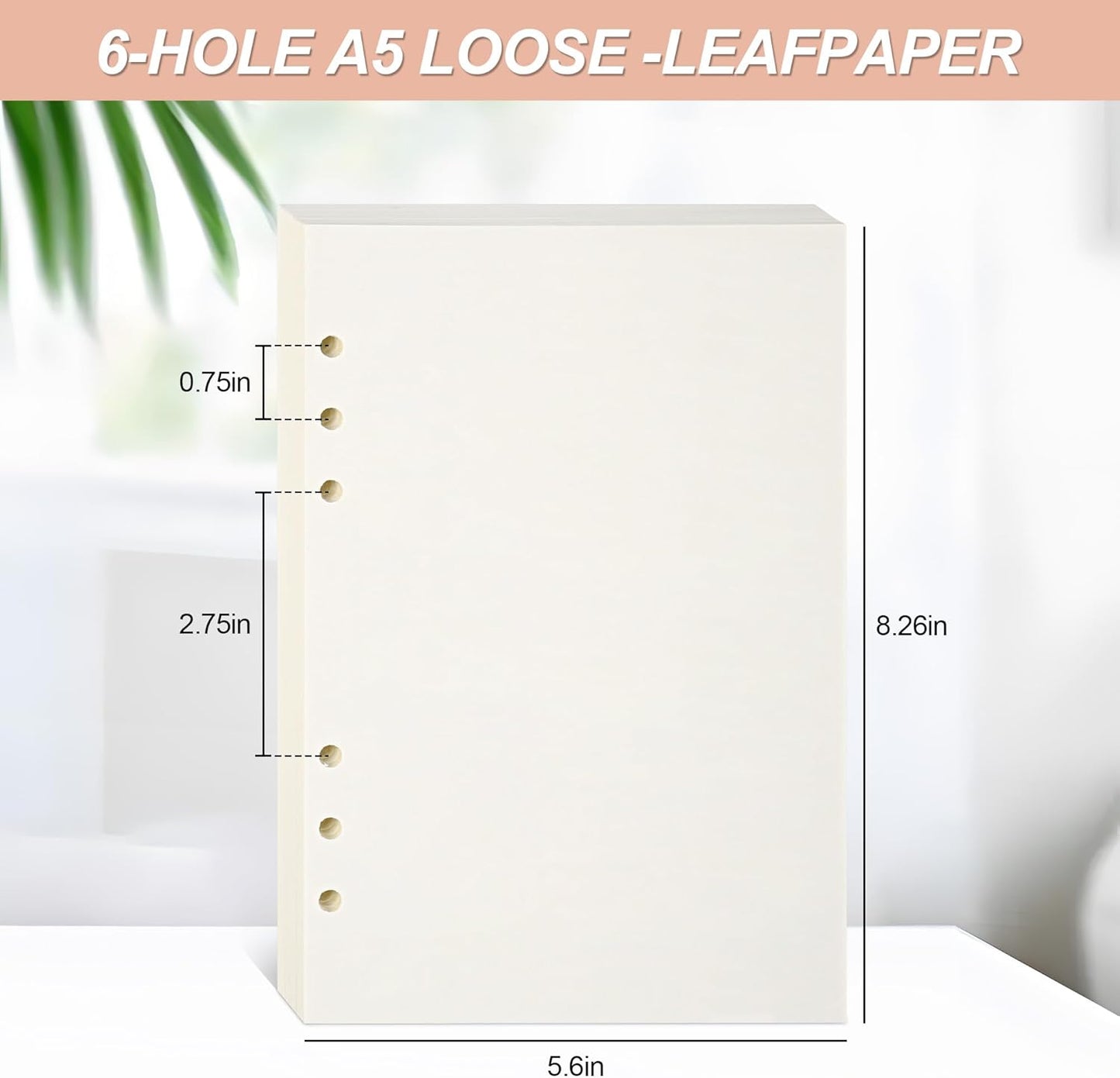 Notebook Refill A5 - Ring Binder Paper 6 Holes - Agenda Refill - Bullet Journal Paper - Refillable Notepad - Writing Paper - Planner Inserts - Office Supplies - School Supplies - Blank Sketch Paper -No Lines - White - 5 Pieces - Image 6