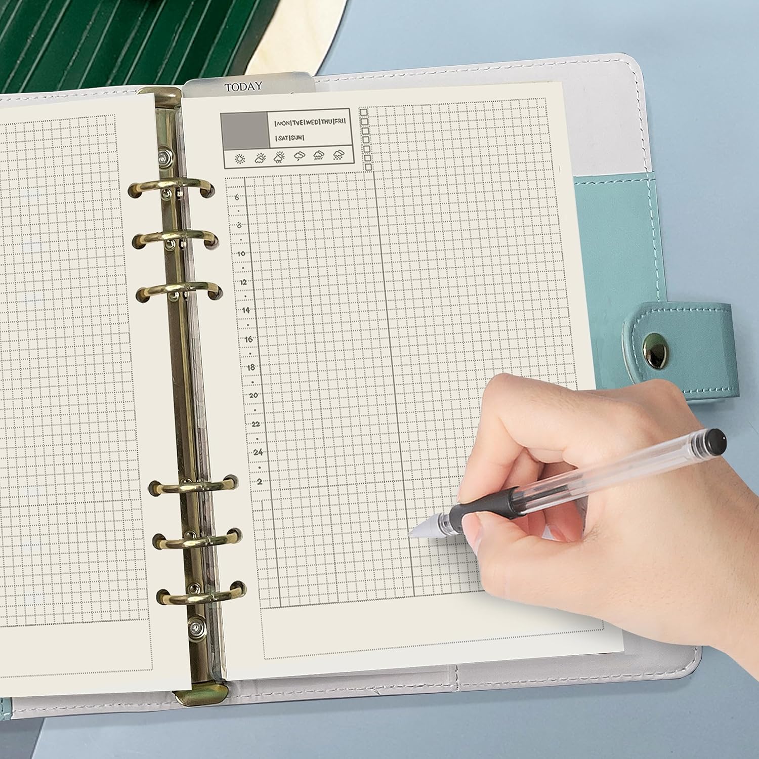 Notebook Refill A5 - Ring Binder Paper 6 Holes - Agenda Refill - Bullet Journal Paper - Refillable Notepad - Writing Paper - Planner Inserts - Office Supplies - School Supplies - Calendar Overview -Weekly planner agenda - white - pack of 5 - Image 2