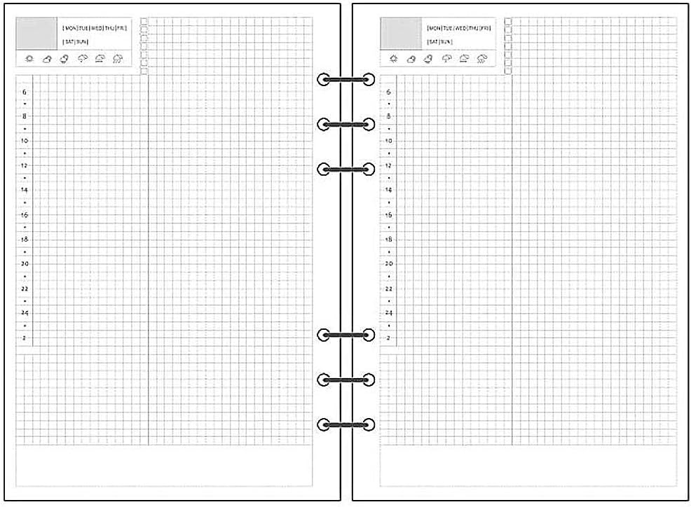 Notebook Refill A5 - Ring Binder Paper 6 Holes - Agenda Refill - Bullet Journal Paper - Refillable Notepad - Writing Paper - Planner Inserts - Office Supplies - School Supplies - Calendar Overview -Weekly planner agenda - white - pack of 5 - Image 3