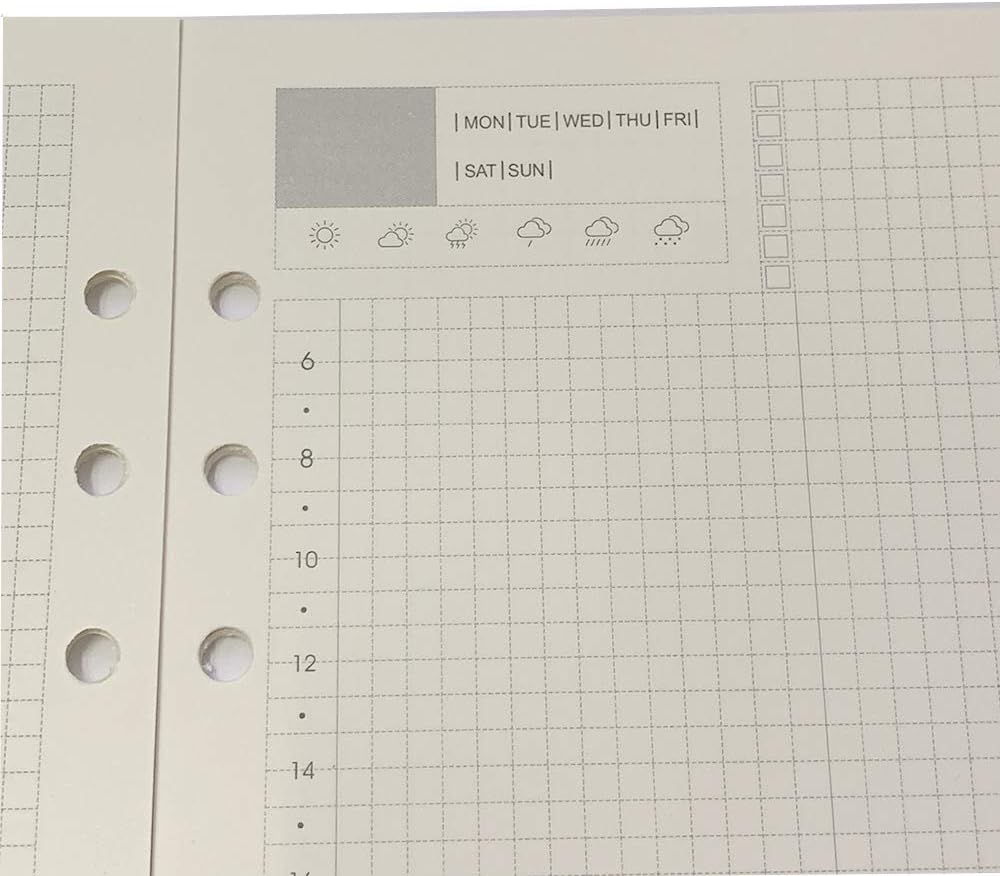 Notebook Refill A5 - Ring Binder Paper 6 Holes - Agenda Refill - Bullet Journal Paper - Refillable Notepad - Writing Paper - Planner Inserts - Office Supplies - School Supplies - Calendar Overview -Weekly planner agenda - white - pack of 5 - Image 7