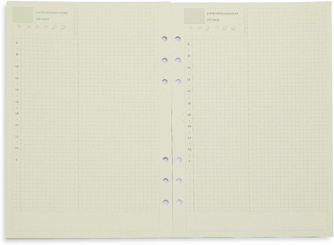 Notebook Refill A5 - Ring Binder Paper 6 Holes - Agenda Refill - Bullet Journal Paper - Refillable Notepad - Writing Paper - Planner Inserts - Office Supplies - School Supplies - Calendar Overview -Weekly planner agenda - white - pack of 5 - Image 8