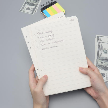 Notebook Refill A5 - Ring Binder Paper 6 Holes - Agenda Refill - Bullet Journal Paper - Refillable Notepad - Writing Paper - Planner Inserts - Office Supplies - School Supplies - To-Do List Check-Off -To Do List - White - 5 Pieces - Image 2