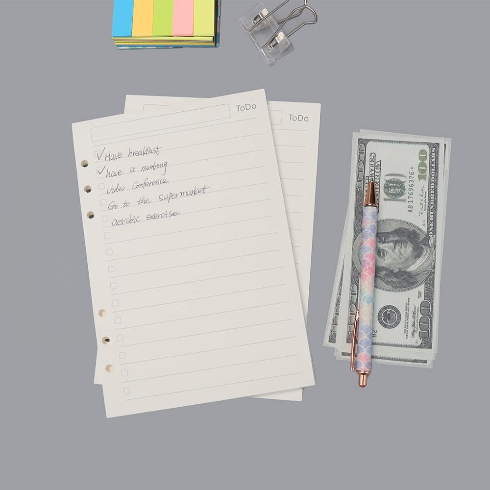 Notebook Refill A5 - Ring Binder Paper 6 Holes - Agenda Refill - Bullet Journal Paper - Refillable Notepad - Writing Paper - Planner Inserts - Office Supplies - School Supplies - To-Do List Check-Off -To Do List - White - 5 Pieces - Image 5