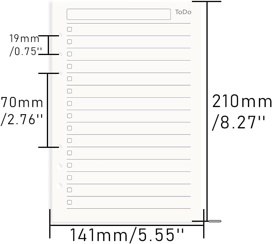 Notebook Refill A5 - Ring Binder Paper 6 Holes - Agenda Refill - Bullet Journal Paper - Refillable Notepad - Writing Paper - Planner Inserts - Office Supplies - School Supplies - To-Do List Check-Off -To Do List - White - 5 Pieces - Image 6