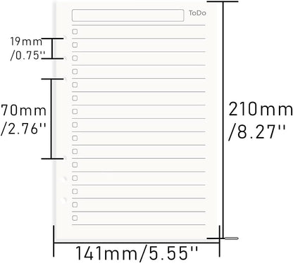 Notebook Refill A5 - Ring Binder Paper 6 Holes - Agenda Refill - Bullet Journal Paper - Refillable Notepad - Writing Paper - Planner Inserts - Office Supplies - School Supplies - To-Do List Check-Off -To Do List - White - 5 Pieces - Image 6